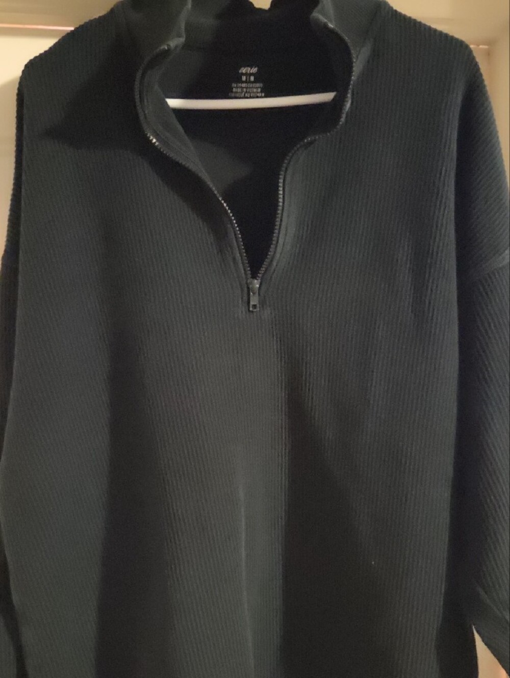 aerie Womens Black Half-Zip Ribbed Pullover - Picture 3 of 12